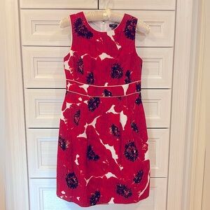LOFT Poppy flower pattern, textured fabric dress fully lined